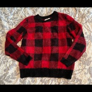 Black and red Buffalo plaid sweater